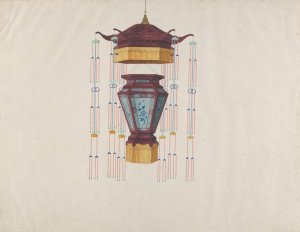 Design for a Hall Lamp by Lam Qua Oil Painting