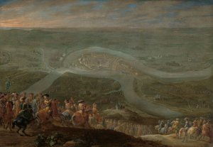 King Louis XIV and his Entourage at the Siege of Schenkenschans, 1672 by Lambert De Hondt II Oil Painting