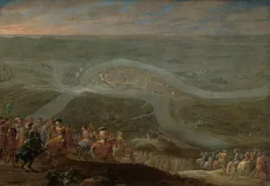 King Louis XIV and his Entourage at the Siege of Schenkenschans, 1672 by Lambert De Hondt II Oil Painting