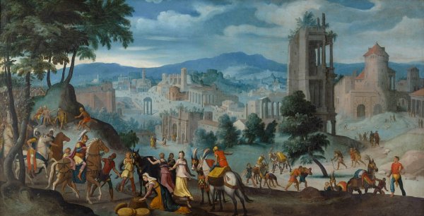 Main Product Photo of The Encounter of David and Abigail  Painting by Lambert Van Noort