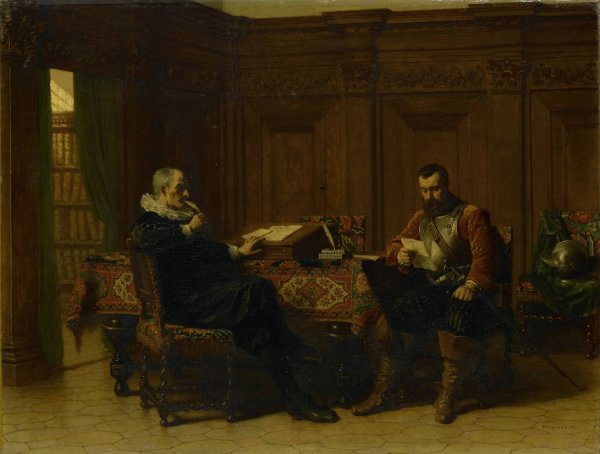 Main Product Photo of Two Men in a Seventeenth-century Interior, Called 'A Conference' Painting by Lambertus Lingeman