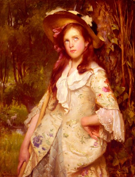 The Young Shepherdess by Lance Calkin - Hand-Painted Oil Painting Reproduction