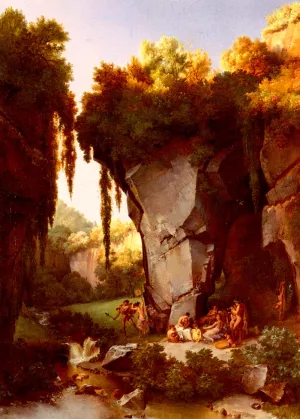 Craggy Landscrape With Bacchanal by Lancelot-Theodore Turpin De Crisse Oil Painting