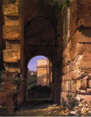 The Arch of Constantine Seen from the Colosseum by Lancelot-Theodore Turpin De Crisse - Oil Painting Reproduction
