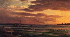 Buffalo Harbor from the Foot of Porter Avenue by Lars Gustaf Sellstedt - Oil Painting Reproduction