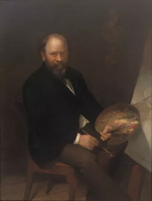 Self Portrait of the Artist in his Studio by Lars Gustaf Sellstedt Oil Painting