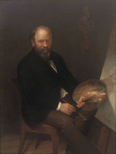 Self Portrait of the Artist in his Studio  by Lars Gustaf Sellstedt - Hand-Painted Oil Painting Reproduction