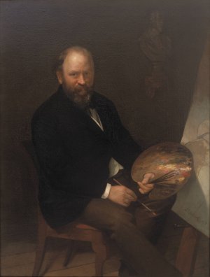 Self Portrait of the Artist in his Studio by Lars Gustaf Sellstedt Oil Painting