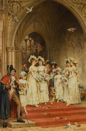 A Wedding Ceremony by Laslett John Pott Oil Painting