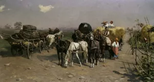 The Hay Makers by Laszlo Pataky Von Sospatak Oil Painting