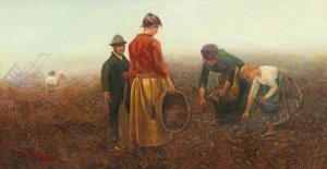 The Potato Harvest by Laszlo Pataky Von Sospatak Oil Painting