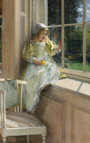 A Looking Out O'window, Sunshine by Laura Theresa Alma-Tadema Oil Painting