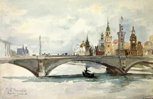 Exposition de 1900, le pont de l'Alma Oil painting by Laure Brouardel
