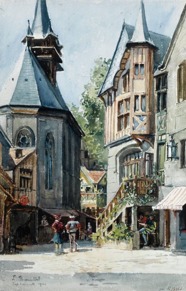 Exposition de 1900, le Vieux Paris  by Laure Brouardel - Hand-Painted Oil Painting Reproduction