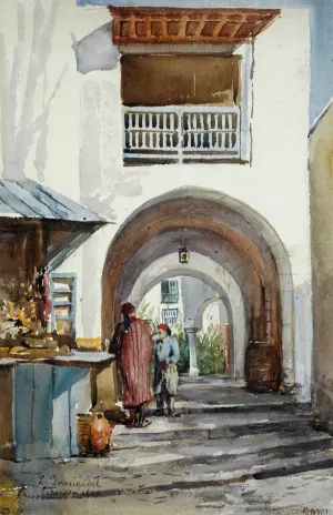 Exposition de 1900, pavillon de la Tunisie Oil painting by Laure Brouardel