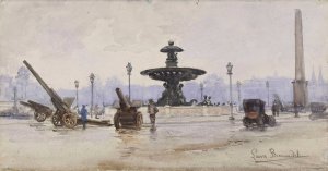 La place de la Concorde pendant la Grande Guerre. by Laure Brouardel Oil Painting