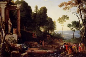 Landscape With Shepherds Watering Their Flocks by Laurent De La Hire - Oil Painting Reproduction