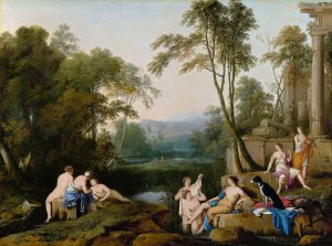 Diana and Her Nymphs in a Landscape by Laurent De La Hyre Oil Painting