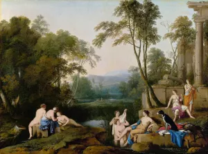Diana and Her Nymphs in a Landscape by Laurent De La Hyre Oil Painting