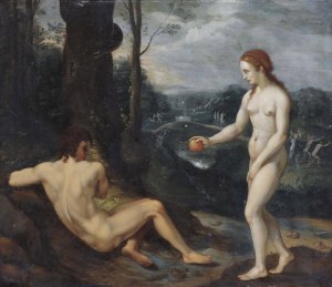 The Temptation Of Adam And Eve by Laurentius De Neter Oil Painting