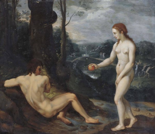 The Temptation Of Adam And Eve  by Laurentius De Neter - Hand-Painted Oil Painting Reproduction