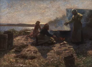 Boiling Train Oil at Nymindegab, Jutland by Laurits Tuxen Oil Painting
