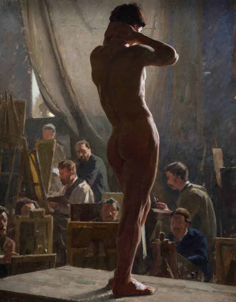 Main Product Photo of Male Nude in the Studio of Bonnat  Painting by Laurits Tuxen