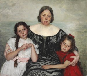 Portraetgruppe. Frederikke Tuxen med Yvonne og Nina by Laurits Tuxen Oil Painting