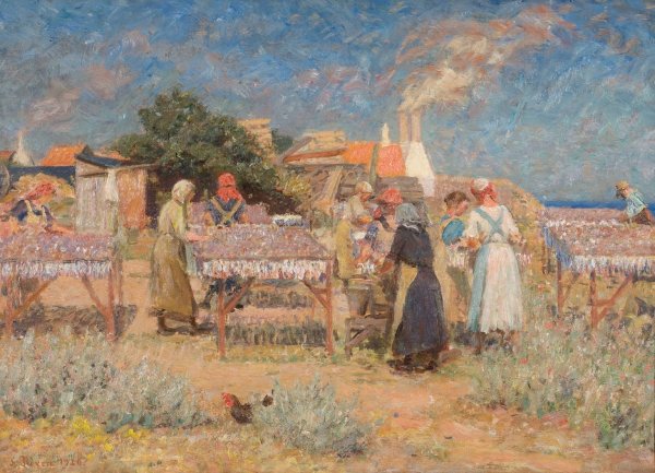 Main Product Photo of Sun drying herrings  Painting by Laurits Tuxen