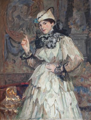 The Artist's Daughter in Fancy Dress by Laurits Tuxen Oil Painting