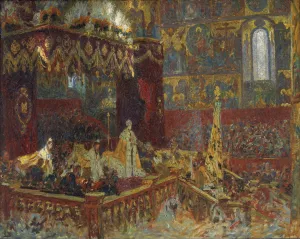 The Coronation Ceremony Of Tsar Nicolai II In Moscow. by Laurits Tuxen Oil Painting