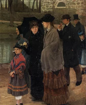 On the Way to Church Oil painting by Lauritz Andersen Ring