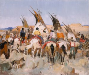 Ceremonial at Black Lake by Laverne Nelson Black Oil Painting