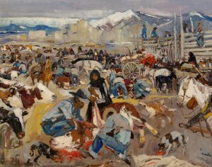 Fiesta in Taos by Laverne Nelson Black Oil Painting