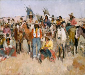 Jicarilla Apache Fiesta by Laverne Nelson Black Oil Painting