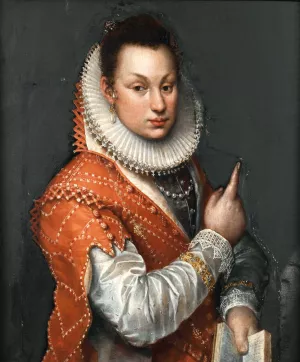 Portrait Of A Lady Wearing A Ruff, Holding A Book In Her Left Hand by Lavinia Fontana Oil Painting