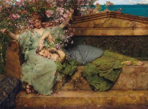 In A Rose Garden by Lawrence Alma-Tadema Oil Painting