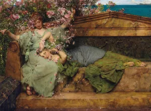 In A Rose Garden by Lawrence Alma-Tadema In A Rose Garden by Lawrence Alma-Tadema Oil Painting