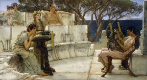 Sappho and Alcaeus by Lawrence Alma-Tadema Oil Painting