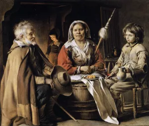 Peasant Interior by Le Nain Brothers Oil Painting