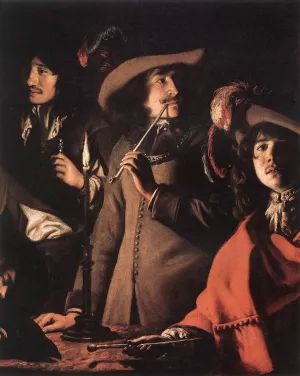 Smokers in an Interior Detail painting by Le Nain Brothers