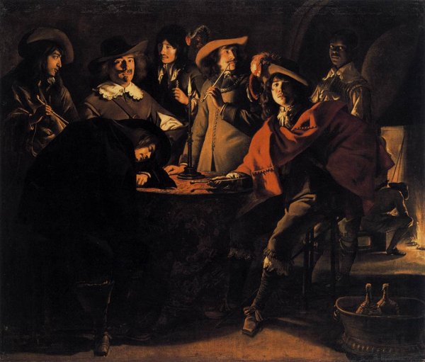 Smokers in an Interior by Le Nain Brothers - Hand-Painted Oil Painting Reproduction