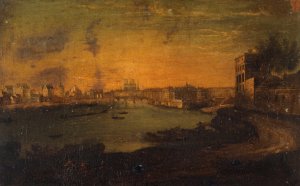 Vue de l'ile Saint-Louis et de l'ile de la Cite, depuis la pointe de l'Arsenal by Le Roux Oil Painting