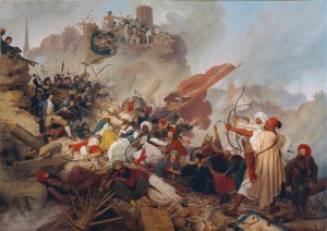 Storm of the Turks on the LOwelbastei Oil painting by Leander Russ