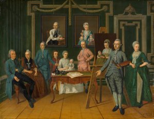 Lucas Overbeek and his family by Leendert Overbeek Oil Painting
