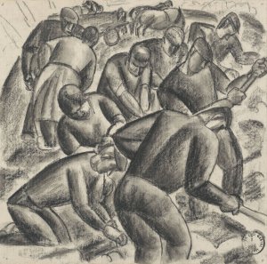 Aardappelrooiers aan het werk op het land by Leo Gestel Oil Painting