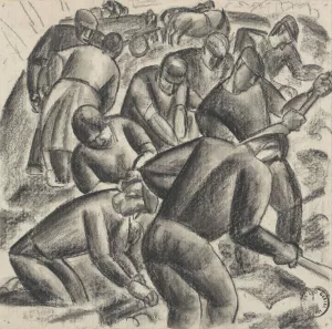 Aardappelrooiers aan het werk op het land by Leo Gestel Oil Painting
