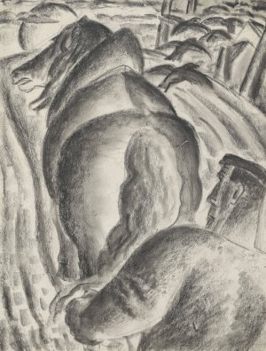 Boer met ploeg en trekpaard by Leo Gestel Oil Painting