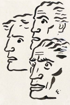 Drie mannenkoppen by Leo Gestel Oil Painting