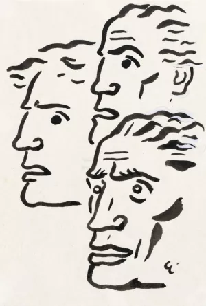 Drie mannenkoppen by Leo Gestel Oil Painting